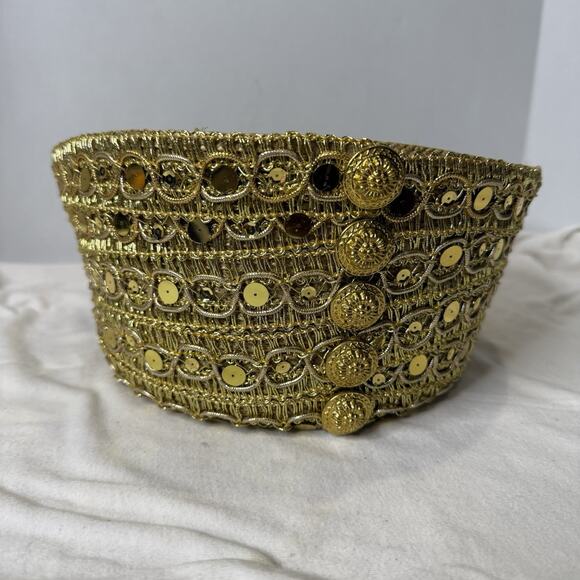 VTG Whittall & Shon Church Derby Pillbox Gold Button Sequins Statement Piece W main image 13